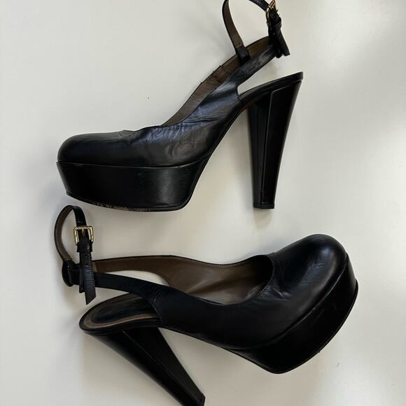 Marni Black Chunky Slingback Heels - Picture 4 of 16